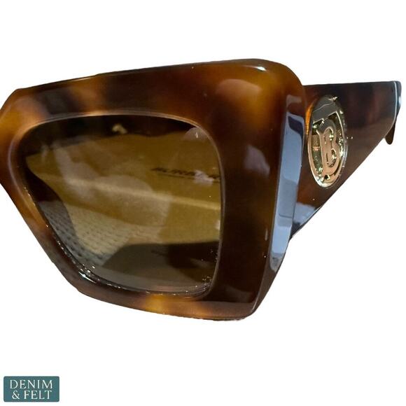 Burberry Daisy Light Havana Brown Tortoise Polarized Logo Sunglasses 51mm Italy - Picture 13 of 16